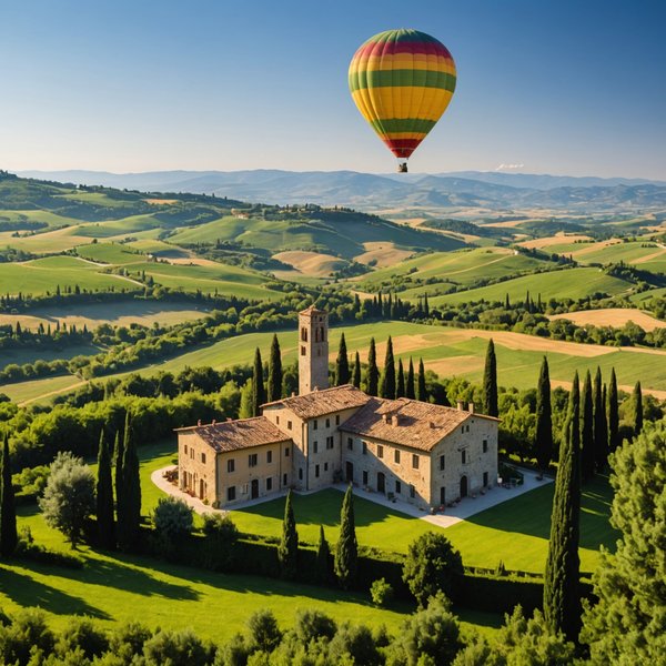 Où trouver une maison de vacances en Toscane avec des ateliers de cuisine et des balades en montgolfière?